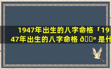 1947年出生的八字命格「1947年出生的八字命格 🐺 是什么」